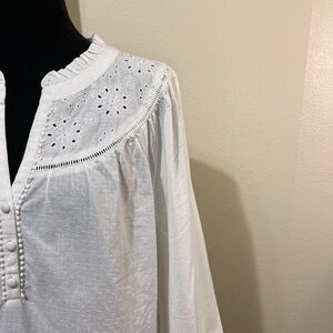 Loft 3/4 sleeve white top